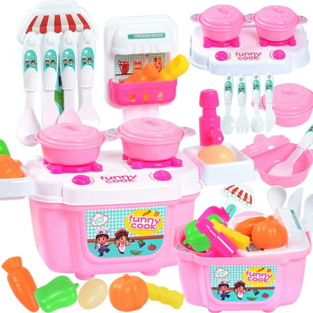 Outdoor Kitchens Miami Children's Cartoon Kitchen Cooking Utensil Role Play Toy Baby Mini Kitchen Tableware Set ()