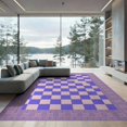 thumbnail image 2 of ODIKA 8'x10' Washable Area Rug Pink Purple Alternating Checkerboard Traditional Detail Print for Dining Room, Large Office, Lounge, Non-Slip Chair-Friendly Mat, 2 of 7