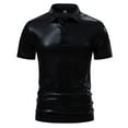 Custom T Shirts Mens Fashion Party Stage Glossy Leather Short Sleeved