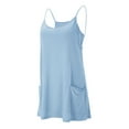 thumbnail image 6 of Vedolay Women Summer Mini Romper Dress Casual Sleeveless Spaghetti Strap Sundress Workout Short Tennis Dress with Pockets（Light Blue,L）, 6 of 7