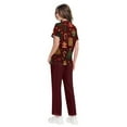 thumbnail image 3 of Wutalume Women's Festive Healthcare Scrub Set, Christmas Pattern Short Sleeve Top and Work Pants, Medical Work Uniform,Wine M, 3 of 6