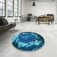 thumbnail image 3 of Ahgly Company Indoor Square Patterned Deep Sky Blue Area Rugs, 3' Square, 3 of 6