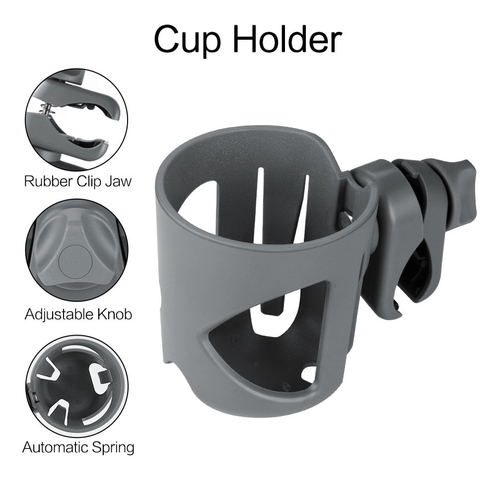 Universal Cup Holder, Stroller Cup Holder, 360° Rotatable Large Caliber Designed Bottle Holder for Stroller, Bike, Wheelchair, Walker, Scooter, Black