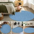 thumbnail image 6 of Blue 3ft Round Rug, Farmhouse Burlap Solid Blue Color Modern Linen Texture Non-Skid Rubber Backing Large Area Rugs - Living Room Bedroom Home Office, Indoor Floor Mat Carpets Washable Rug, 6 of 9