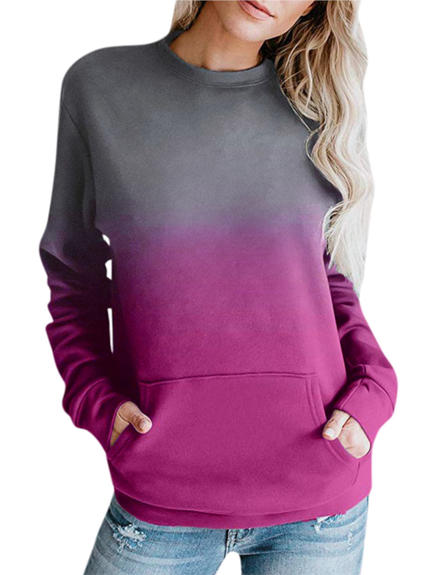 Summer-lavender Colorblock Leopard Sweatshirt Casual Raglan Extra-Long Sleeve Women Streetwear Sweatshirts 