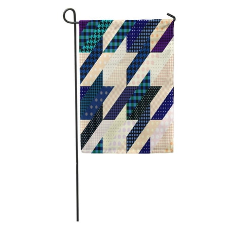 SIDONKU Colorful Houndstooth Pattern Geometrical Hounds Tooth in Patchwork Quilt Abstract Garden Flag Decorative Flag House Banner 28x40 inch