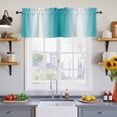 thumbnail image 4 of 2 Panels Turquoise White Ombre Valance for Windows, Abstract Art Modern Teal Gradient Light Filtering Kitchen Curtains, Rod Pocket Window Treatment Curtain Valances for Living Room Bedroom, 54"x18", 4 of 9