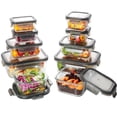 thumbnail image 1 of Contenedores de vidrio para alimentos con tapas de cierre fácil y herméticas, aptos para cocina, horno, refrigerador y congelador, set de 10 recipient, 1 of 7