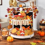 12pcs Fall Thanksgiving Decorations for Home, Fall Decor, Fall Tiered Tray Decor Set, Farmhouse Decor Wood Sign for Autumn Pumpkin Harvest, Home & Kitchen Table Room Decor