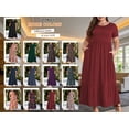 thumbnail image 2 of Mengpipi Women's Plus Size Casual Short Sleeve Crewneck Dress Flowy Tiered Loose Maxi Dress with Pockets Dark Green 1X-5X, 2 of 13