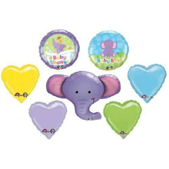 ELEPHANT Ellie Jungle Safari ZOO BOY Baby Shower Party (7) ANIMAL Mylar BALLOONS