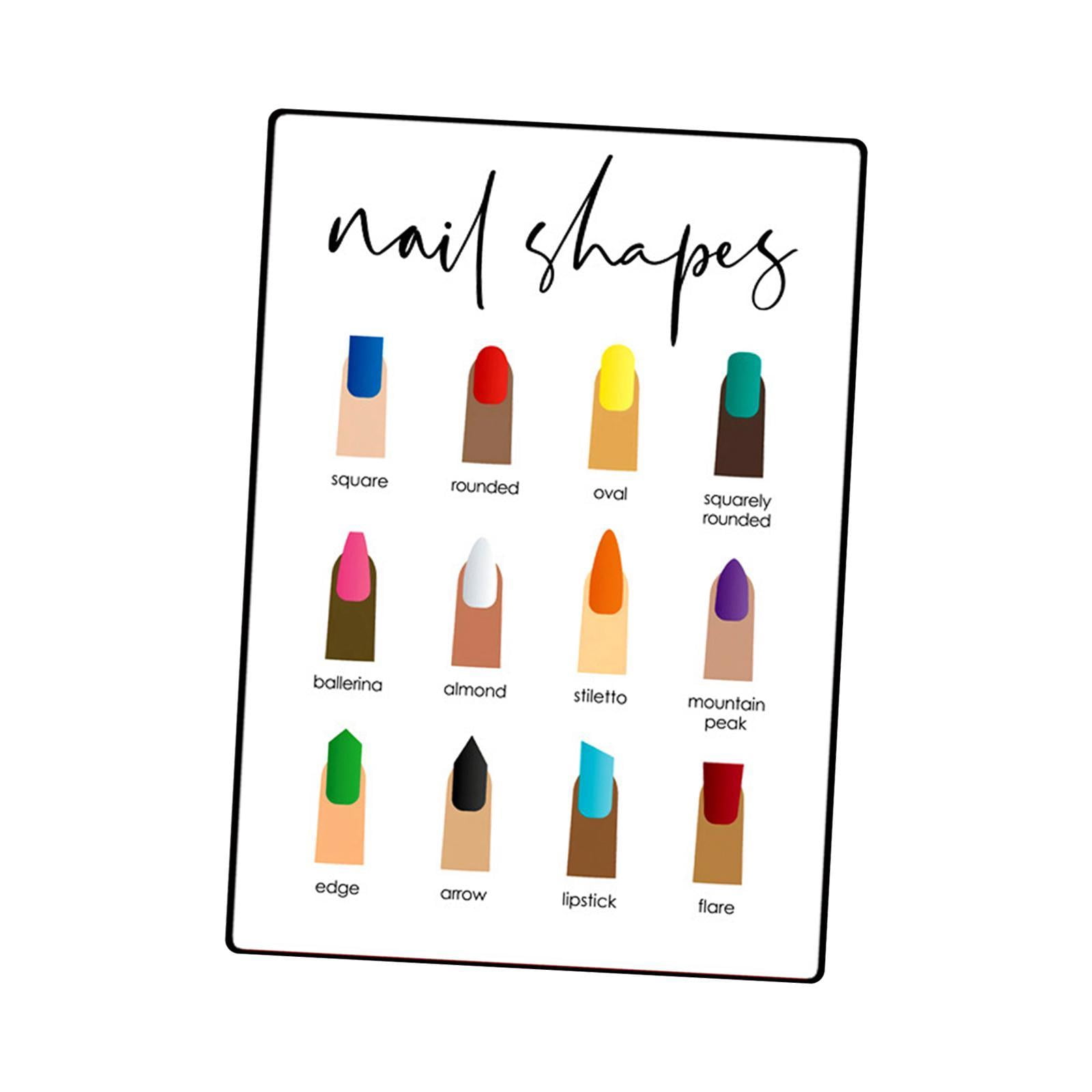 TOOYFUL Nail Shape Display Nail Tip Display Board Supplies Professional DIY Nail Shape Guide Hanging Picture 11.8x15.7" Nail Art Tool E