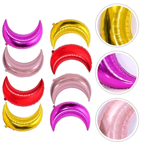 Masteelf Masteelf 8pcs Moon Shaped Aluminum Foil Balloons for Party Wedding and Valentine's Day Decorations