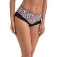 thumbnail image 4 of INSPIRE CHIC Women's Lace Trim Leopard Print Ultra-Thin Mid Rise Hipsters Elastic Lightweight Breathable Briefs L Light Pink, 4 of 5