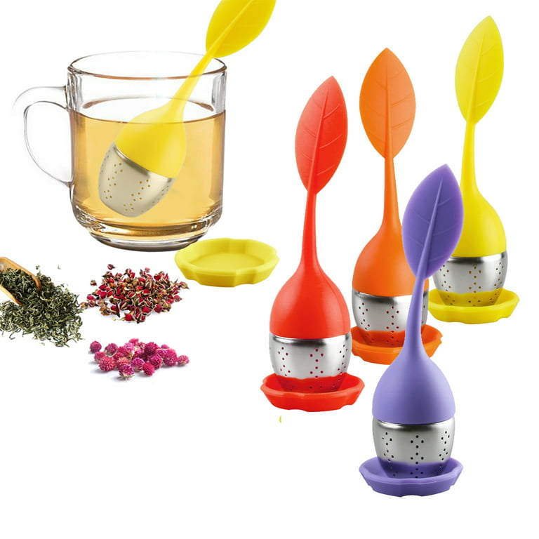 Leaf Tea Infuser for Tea Pot Mug Cup- Loose Tea Strainer Steeper for Fennel  Tea Rooibos Tea Herbal Team Yellow Green Purple Orange Set 4