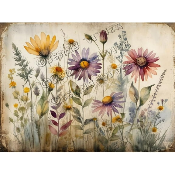 Floral Decor Wildflower Retro Aluminum Sign 5.5x8 IN Metal Tin Sign Wildflower Themed Wall Art Vintage Floral Farmhouse Decor Tin Garden Signs for Outside Vintage Yard Sign