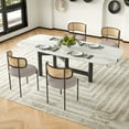 thumbnail image 4 of Farini Upholstered Dining Chair Set of 4, Rattan Backrest Kitchen Chair, Light Grey, 4 of 8