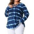thumbnail image 2 of DARING DIVA Women's Plus Criss Cross V Neck Tie Dye Blouse 1X Blue, 2 of 6