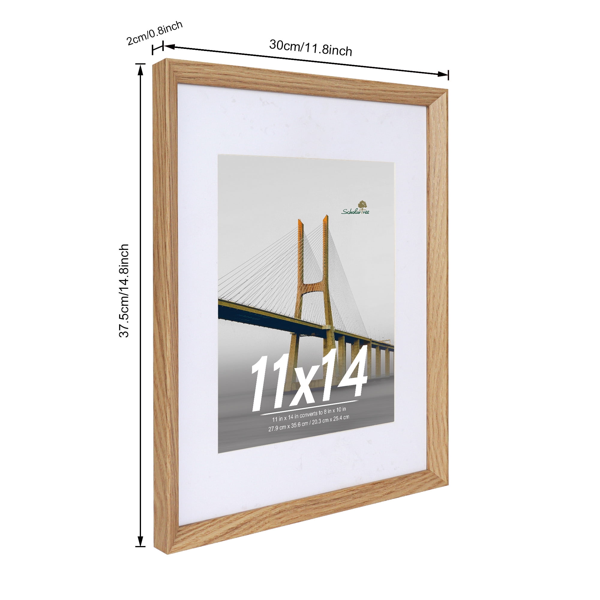 Scholartree 5 PACK 11 x 14 Wooden Picture Frames Set-11x14 Matted to 8x10 Wall Frames, Beige