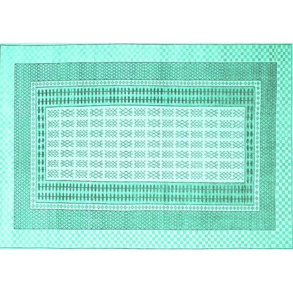 Ahgly Company Machine Washable Indoor Rectangle Southwestern Turquoise Blue Country Area Rugs, 2' x 4'