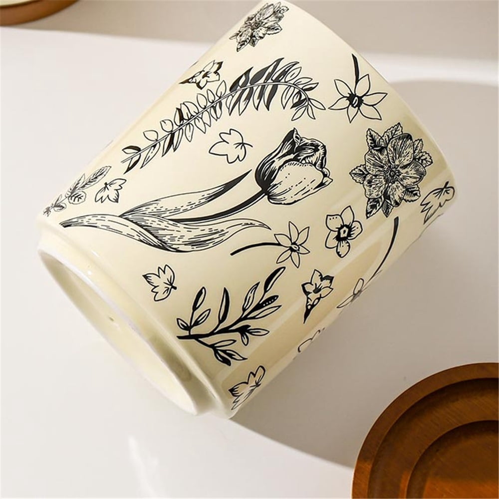 Kitchen Utensil Holder Ceramic for Countertop Utensil Organizer with Drain Tray