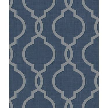 Holden Laticia Trellis Textured Eco-Foam Wallpaper  396in x 20.8in Navy Blue