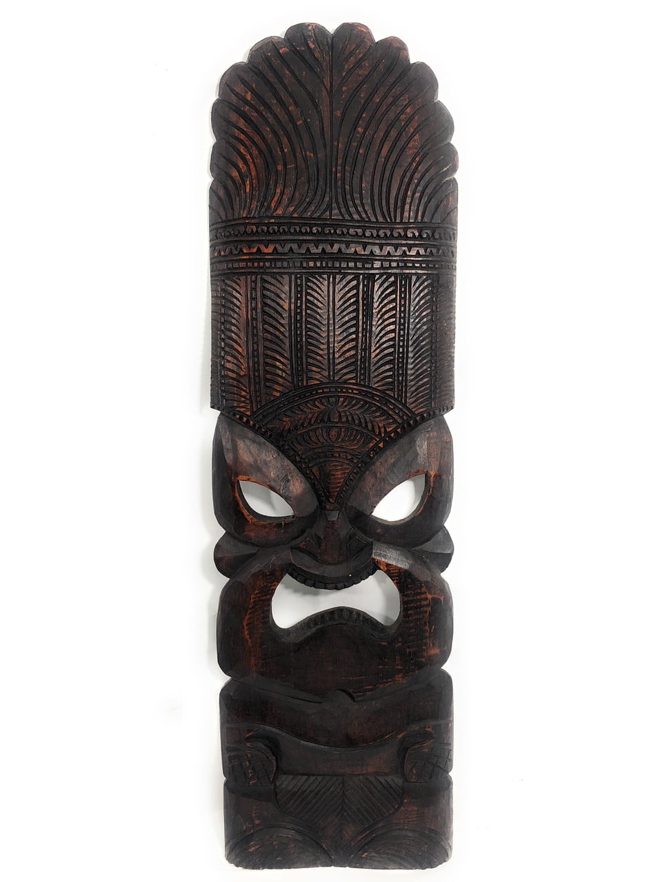Stained Monkeypod Hand Carved#rti201590s God of Surf Tiki Mask 36" 