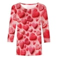 thumbnail image 4 of Awdenio Fashion Tops Women Valentine's Day Printed Loose T-shirt Long Sleeves Blouse Round Neck Casual Tops, 4 of 5