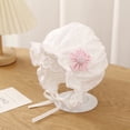 thumbnail image 4 of Wxirdiow Infant Bonnet Cap Baby Girls Bonnet Double Layer Soft Newborn Baby Girl Sun Hats with Cute Flower Decor White Size,1-12 Months, 4 of 6