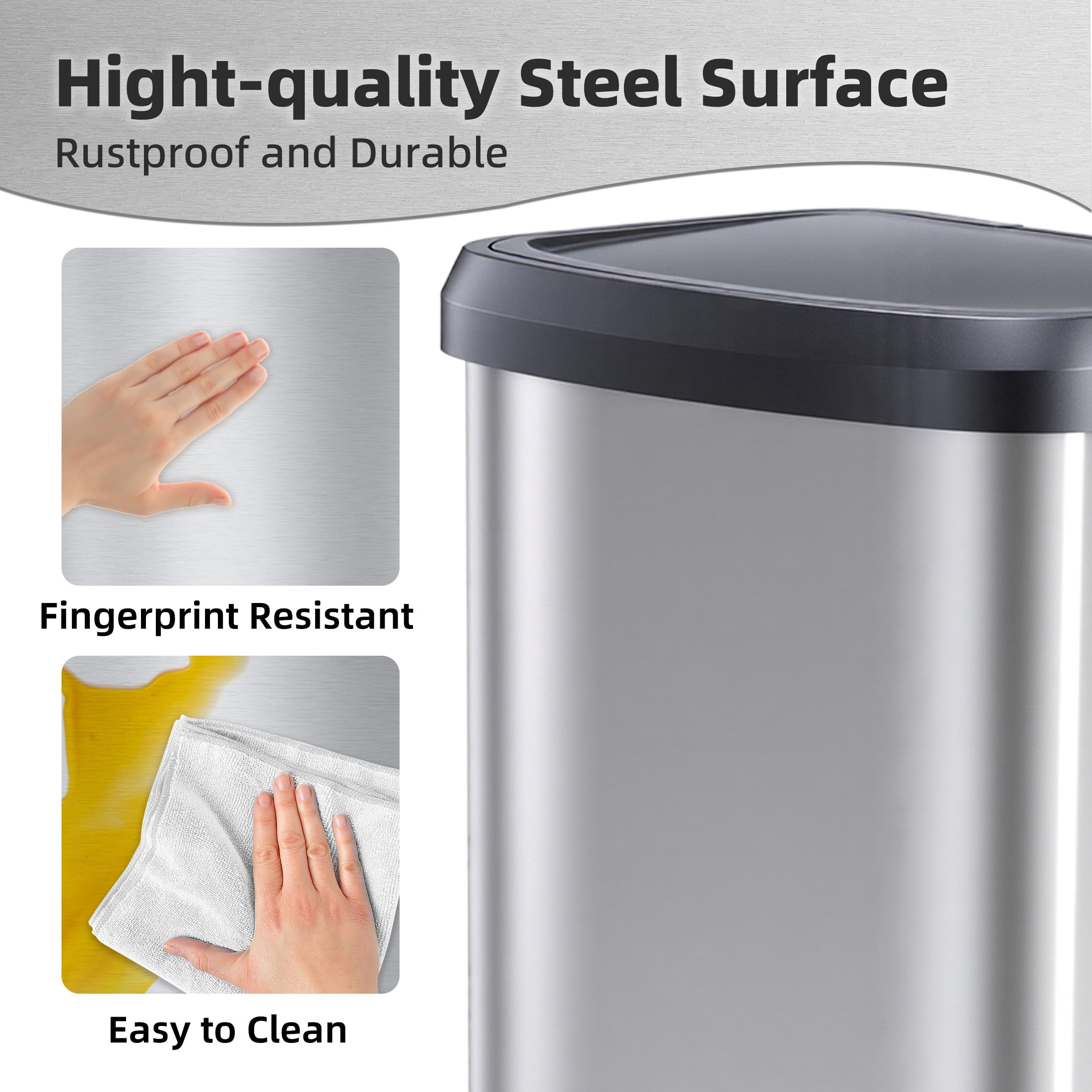 CONCETTA 21 Gallon Kitchen Trash Can with Lid, Stainless Steel Garbage Can with Soft-Close Lid & Foot Pedal for Home Office