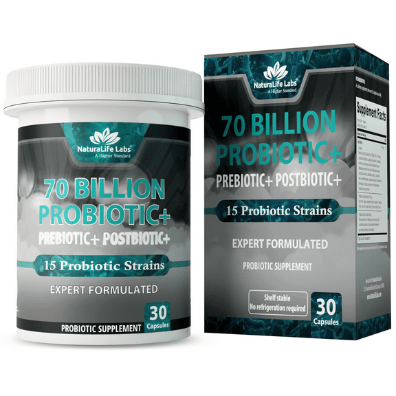 Probiotics 70 Billion CFU – 15 Probiotic strains   Organic Prebiotic  Postbiotic 3-in-1 Complete – Promotes Healthy Digestive & Immune Function –Gas, Bloating, Constipation Support – for Men & Women