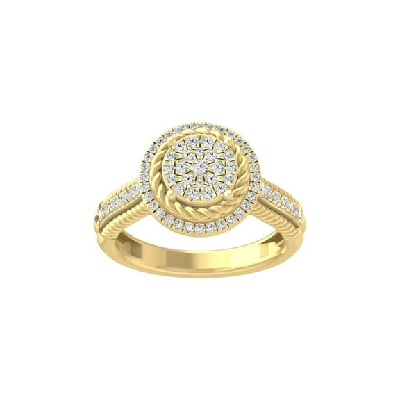 ARAIYA FINE JEWELRY 10k Yellow Gold Cluster Diamond Engagement Ring (1/2 cttw, I-J Color, I2-I3 Clarity) Size 9.5