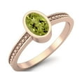 thumbnail image 2 of 6X4mm Oval Peridot 925 Sterling Silver Rose Vermeil Beaded Shank Valentines Day Gifts Ring, 2 of 3