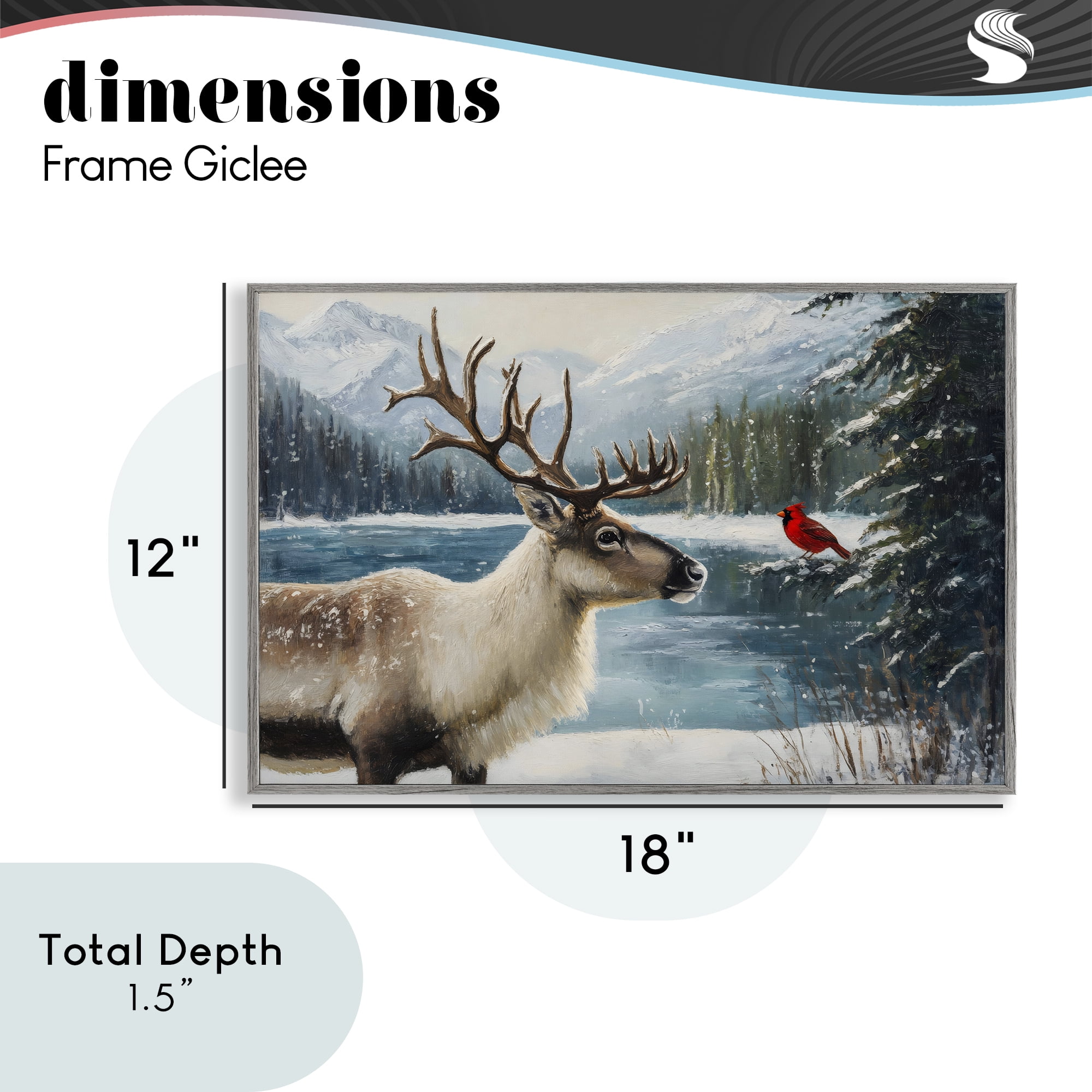 Christmas Conversation In Wild Gray Framed Giclee Art, design by Petal Prints Design
