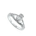 thumbnail image 4 of CHOOSE YOUR COLOR Heart Claddagh Clear CZ Promise Ring .925 Sterling Silver Band White Female Size 6, 4 of 4