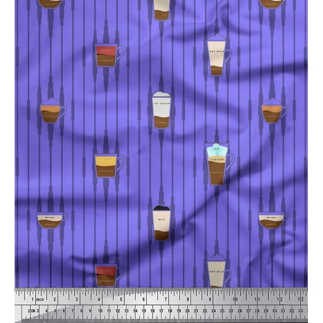 Soimoi Rayon Fabric Stripe & Drinks Summer Designs Print Fabric by Yard 42 Inch Wide