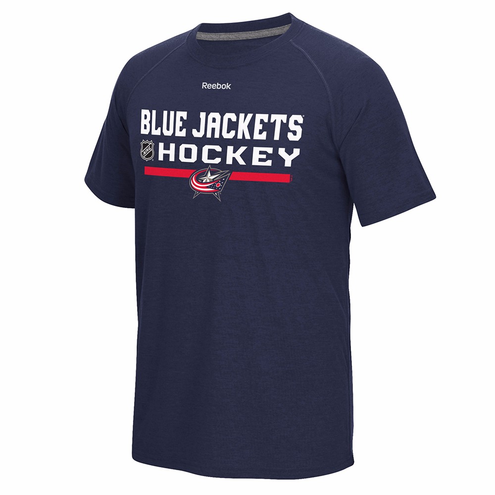 Columbus Blue Jackets NHL Reebok Navy Blue "Authentic Locker Room Graphic" PlayDry Performance T-Shirt For Men by Reebok
