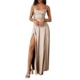 thumbnail image 2 of Gubotare Women's Prom Dress with Slit Satin Bridesmaid Dresses Long Evening Formal Party Gown (Khaki,XL), 2 of 7