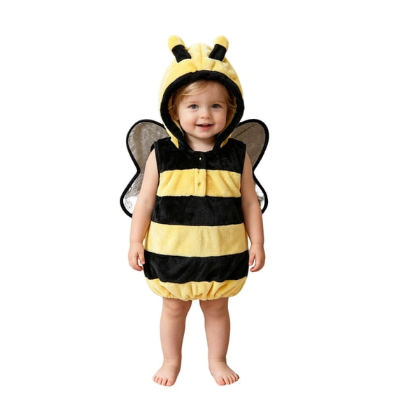 Kiijoy Baby Boys Cute Bee Hooded Vesy Dress Up Loose Fleece Sleeveless Top Baby Clothes