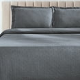 thumbnail image 5 of Jacquard Matelass 100% Cotton Basketweave 3-Piece Bedspread Set, Embossed Cotton Fabric, Soft, Breathable, Medium Weight, Basketweave, Oversized Bedding, King, Grey by Blue Nile Mills, 5 of 7