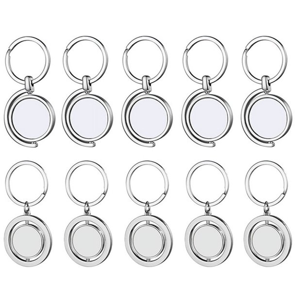en Blanco de SublimacióN de 10 Piezas, de Transferencia de de Metal, Llaveros de Tablero en Blanco para SublimacióN de Bricolaje, 2 Formas Plateadas
