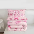 thumbnail image 5 of Manfei Pastel Pink Bow Queen Comforter Set For Kids,3D Kawaii Letter B Monogram Bedding Comforter Set,Pink Reversible,3 Pieces, 5 of 7