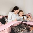 thumbnail image 4 of Manfei Cute Kitten Full Size Comforter Sets, Pet Animal Bedding Comforter Set, Pink, Pink Reversible, 3pcs, 1 Comforter and 2 Pillowcases, 4 of 7