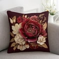 thumbnail image 7 of Decorative Pillows 18"x18" Elegant Burgundy Floral Satin Throw Pillow Covers Chic Blossom Floral Drop Flowers Decorative Soft And Luxurious Cushion Cover Home Decoration, 7 of 7