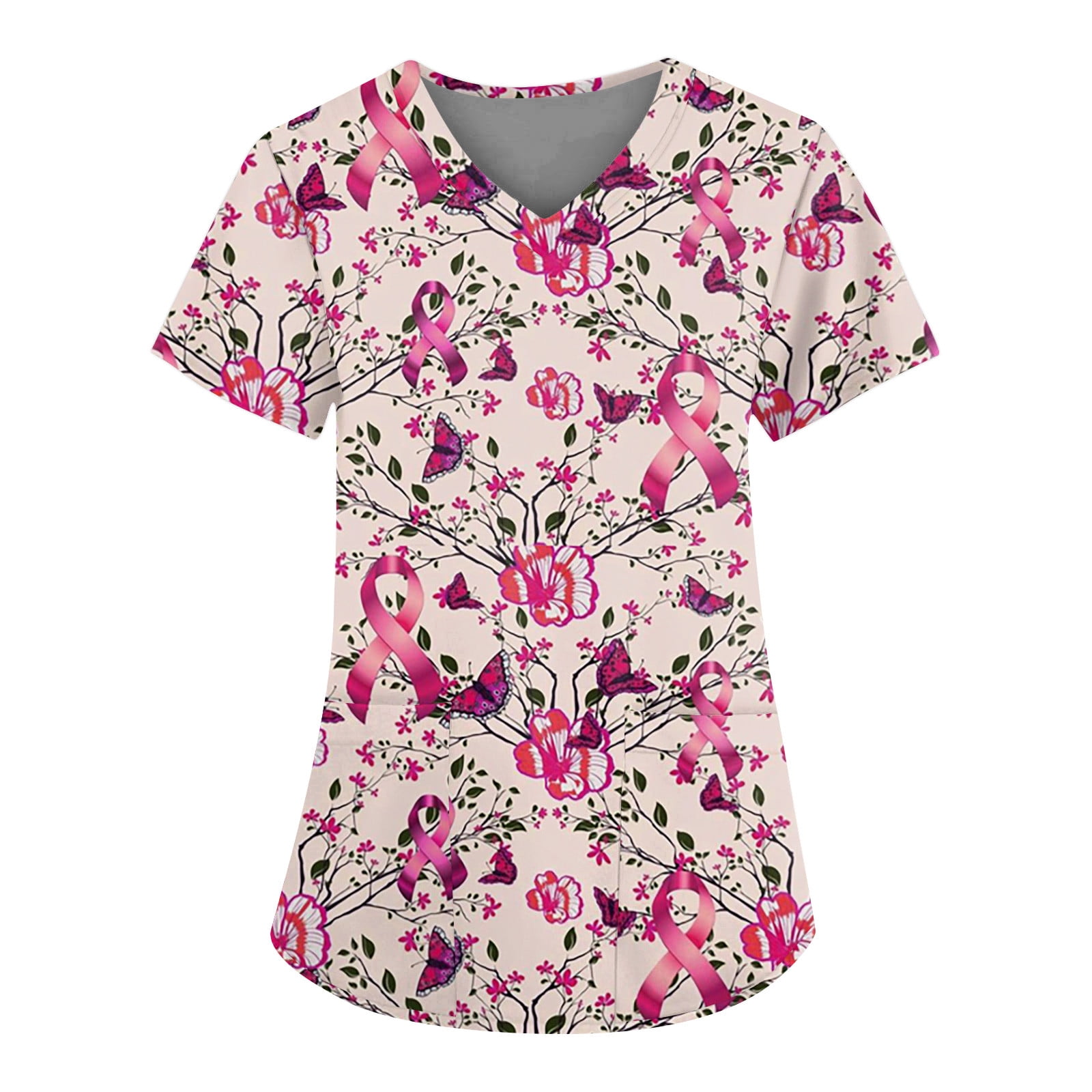 Scrubs for Women V-Neck Top with Pockets, Moisture Wicking Holiday Scrub Tops, Stretch Plus Size Nurse Uniform Shirt