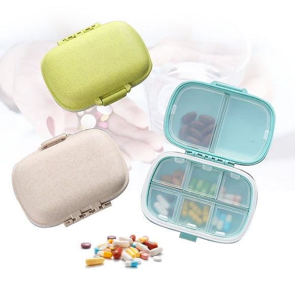 3 Pcs Organisateur de Pilules de Voyage Portable 8 Compartiments Étui à Pilules Quotidien Porte-Médicaments Vitamines Boîte à Pilules Petite pour Poche Sac à Main (Couleur Blé, Bleu, Vert)