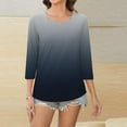 thumbnail image 6 of Yubnlvae Grey Womens 3/4 Length Sleeve Tunic Tops Casual V Neck Shirts Basic Tees Business Work Blouses Summer Fall 2025 Clothes, S, 6 of 7