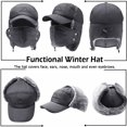 thumbnail image 5 of Winter Trapper Hat, IC ICLOVER Unisex Ushanka Hunting Hat Russian Trooper Ear Flap Chin Strap Hat with Windproof Mask-Keep Warm in Cold Weather-Dark Gray, 5 of 10