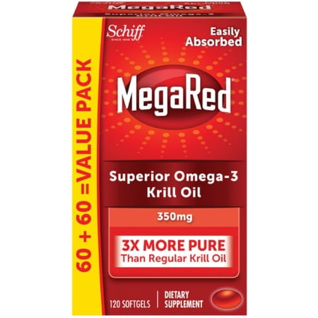 MegaRed 350mg Omega-3 Krill Oil, 120 softgels (Pack of 2)
