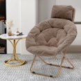 Round Folding Faux Fur Saucer Chair for Bedroom Living Room Dorm